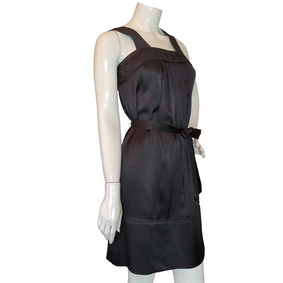 Banana Republic Black Silk Belted Pleated Sleeveless Mini Dress NWT - Picture 4 of 13